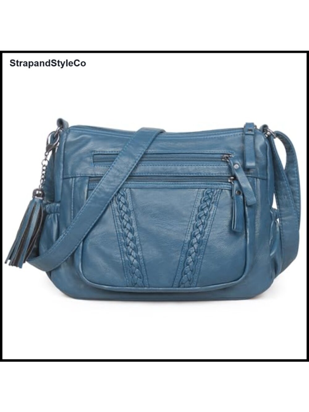 PU Leather Crossbody Hobo Bag Tassel Adjustable Strap Women's Handbag